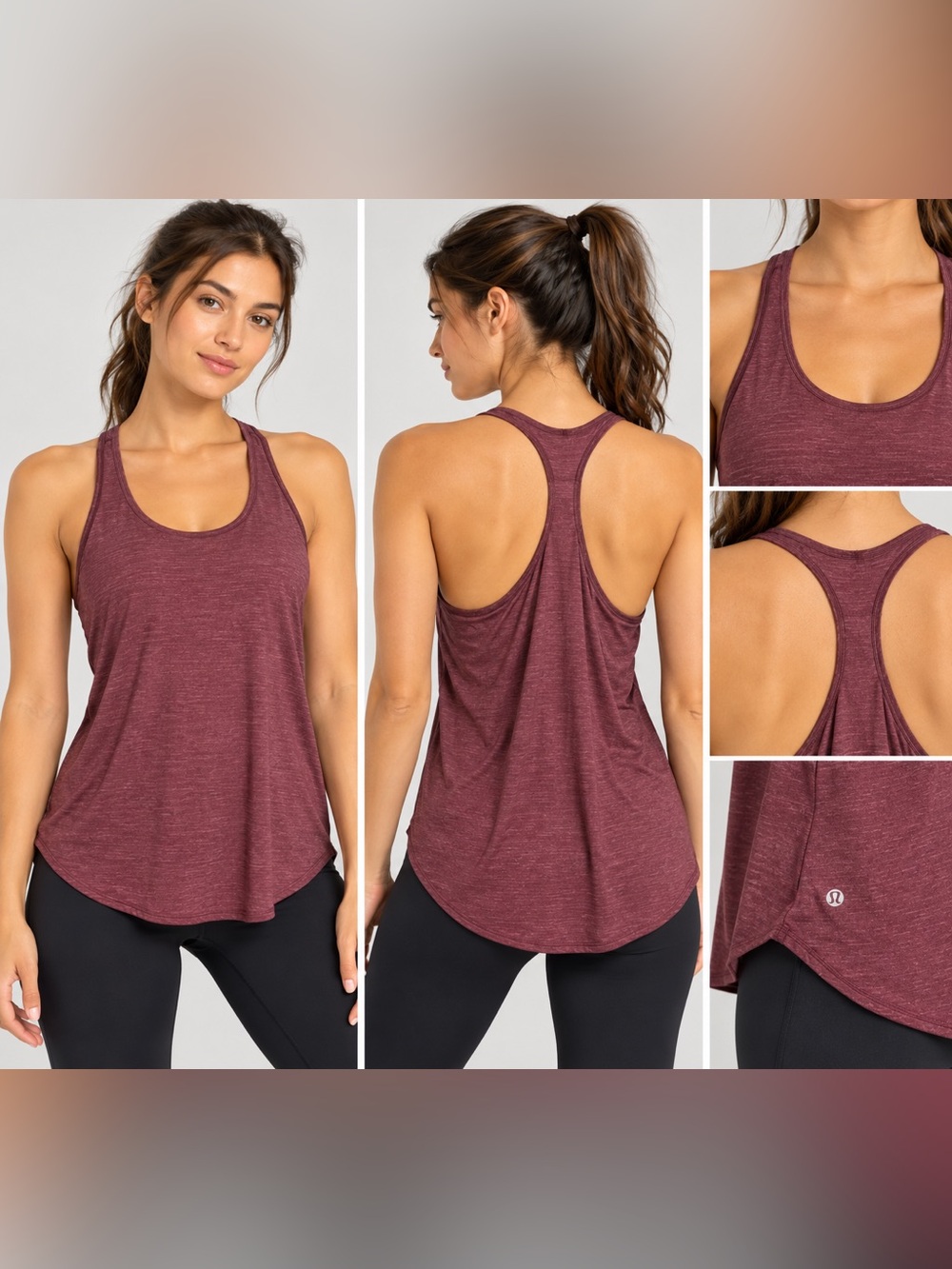 Lululemon Heathered Burgandy Racerback Tank Top Workout Size 6/Small See Pic*